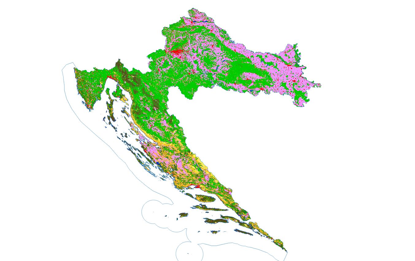 Map of the NDVI index for Croatia